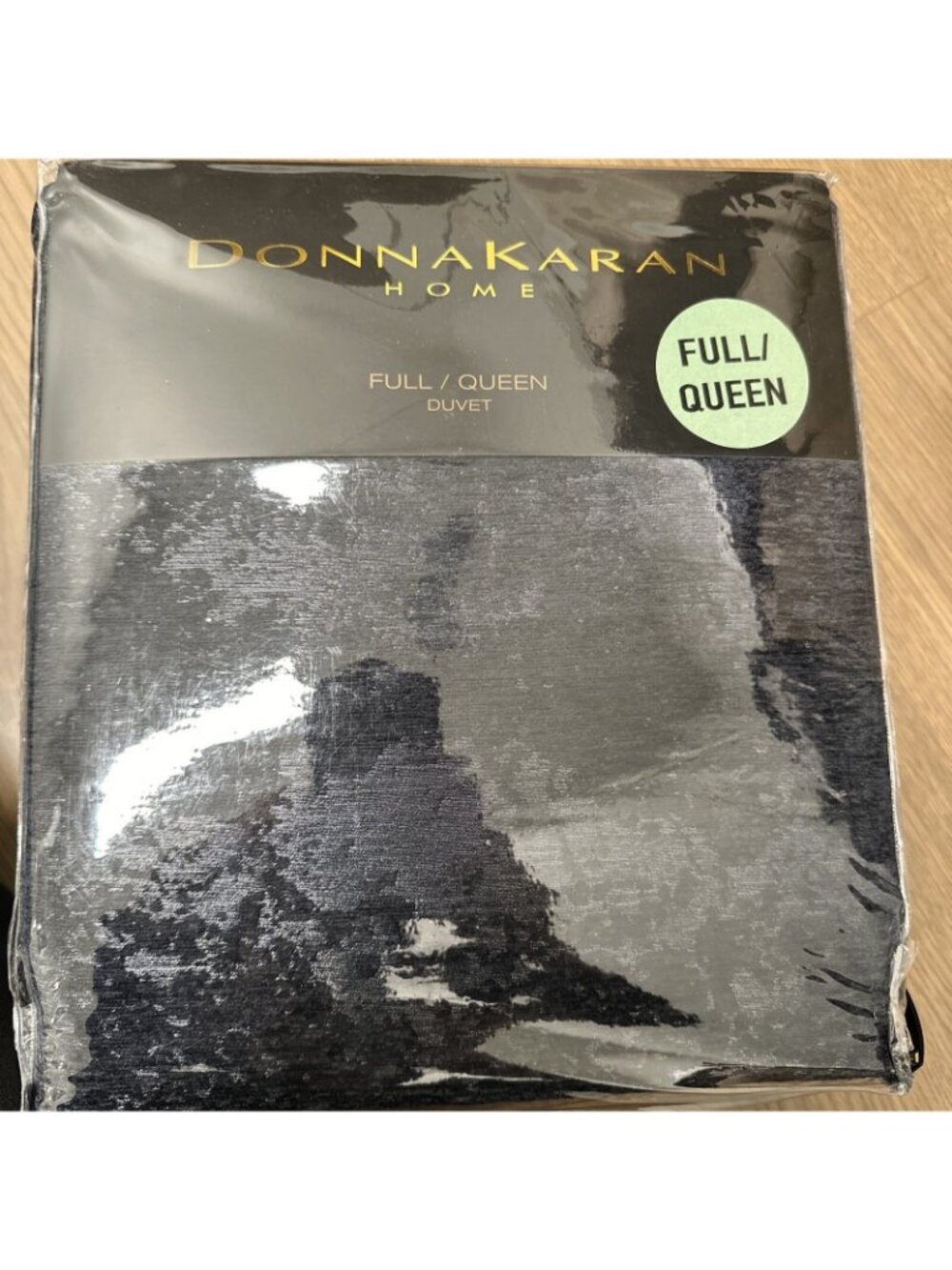 DONNA KARAN Home Sapphire Duvet Cover Metallic Blue Indigo $450 New Full / Queen